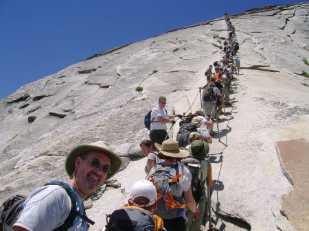 Getting ready to climb the Half Dome cables