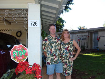 Me and my husband Dave, on our way to another luau  (which explains the matching outfits - lol!)