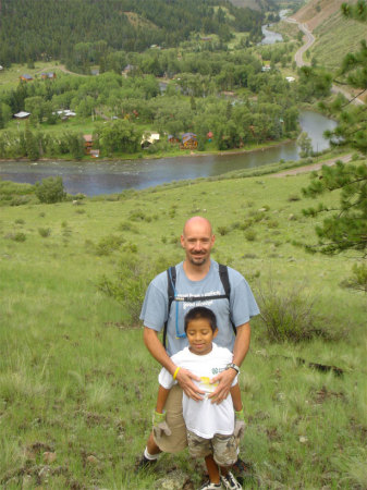 Gigot & Son on a hike.