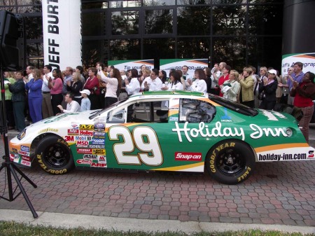 Jeff Burton's Busch Series car at the unvailing at work.