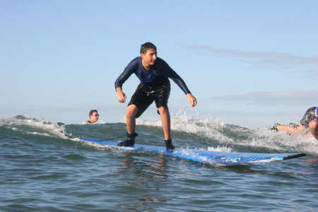 Chris surfing