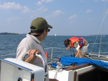 ma and marcus on sailboat