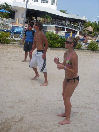 Kiddo's Playing Beach Volleyball in Cancun