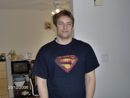 Joel in his new Superman Shirt