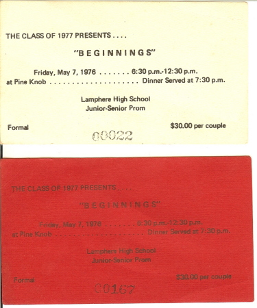 LHS Prom Tickets May 7, 1976