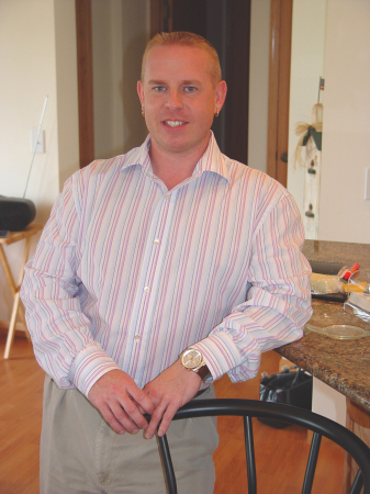 Rob at sister's leaning on counter