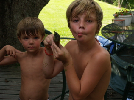 Hunter and Nate with their fish