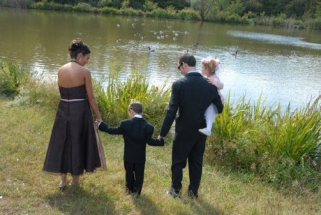 Me, the hubby & our kids on Heather's wedding day