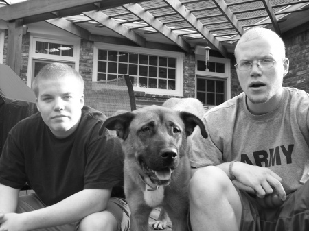 Dan, Sam (dog) and Dave