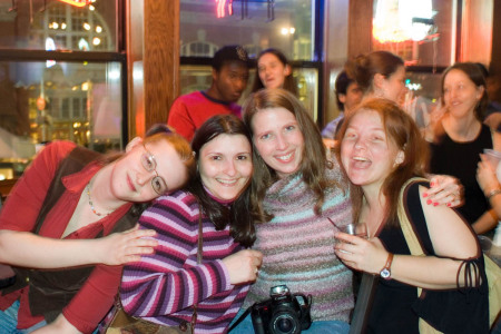 Elise, Cheryl, Tori, and Carol at Jason's 21st