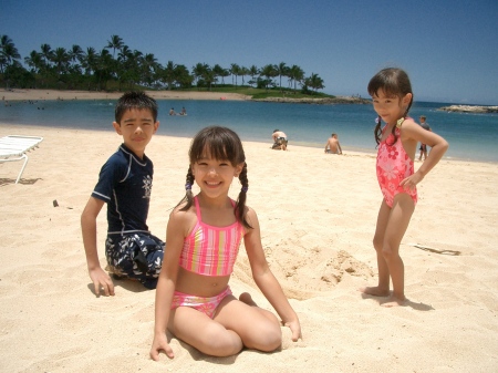 Kids at the beach at home in Hawaii