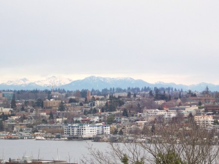 Lake Union with view of the Cascade Mt.