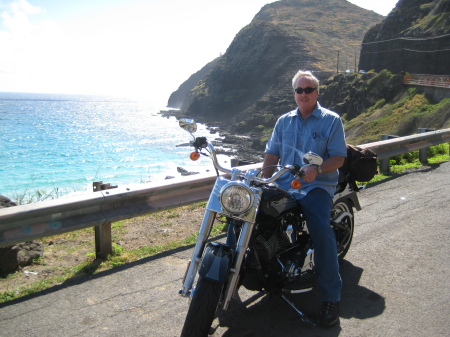 Steve touring Oahu on a Fatboy