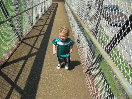 Grandson Michael on Sunset Street bridge