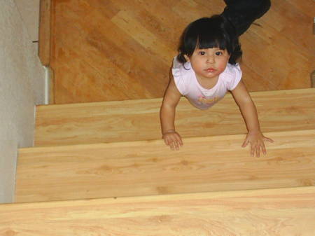 Stephanie is determined to go up the stairs. 11/18/06