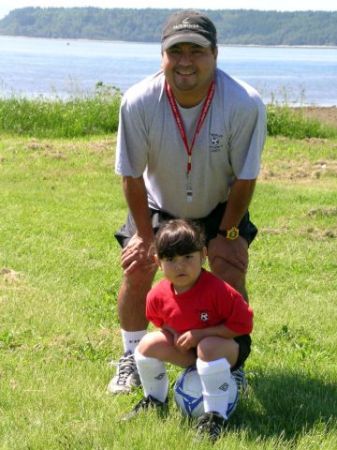 My 5 year old daughter Annika and I at Cougar Soccer Camp (April 2005)