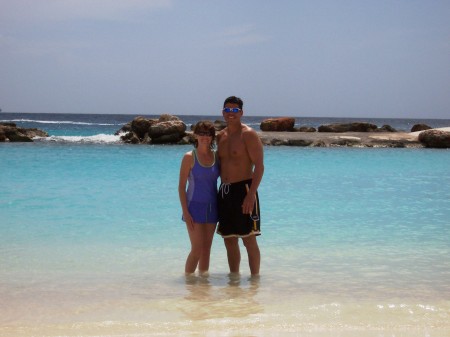Jim and I on the beach in Curacao