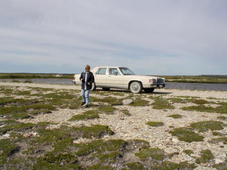 Me with an old rental car in Churchill, Canada