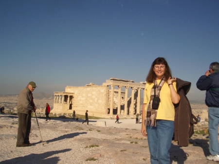 Kathy in front of the Erechtheion