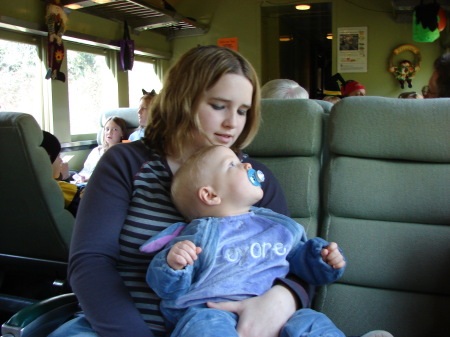 Oldest daughter (22) and grandson Nick. My son-in-law is on the train somewhere!