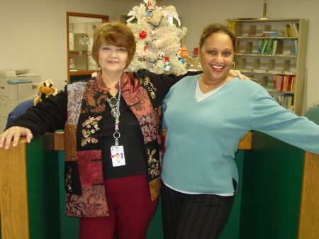 Barbara Edwards Maxwell with co-worker Debbie Bruner from Wewoka