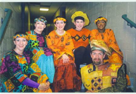 With some castmates backstage during a show at the Peace Center.