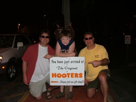 My Bro, son and me, read the sign