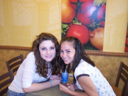 Arial and her friend Ali at Subway