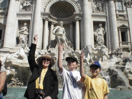 Me and my boys at Trevi Ftn, Rome