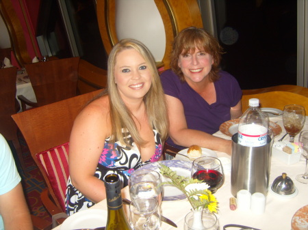 Chrissy and I at dinner on the ship