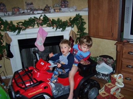 Chase & Dylan ready to ride (5:00 am Christmas!)