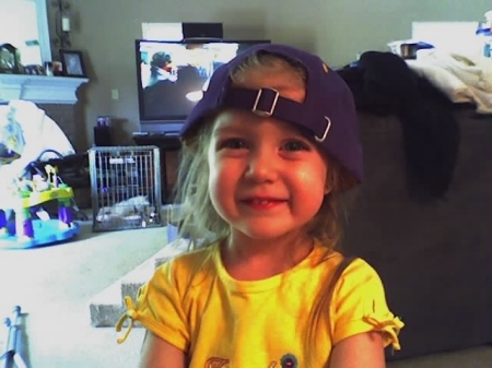 Madison wearing her daddy's LSU Cap 2008