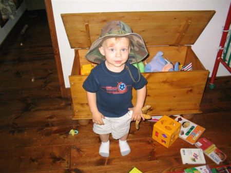 Zaden by his toy box