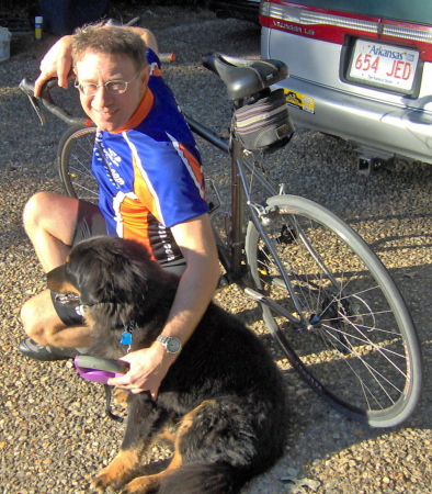 Jim, dog, and bicycle