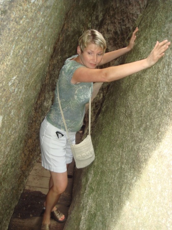 Jackie tunneling through caves in NH