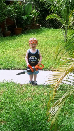 Tyler at work in the yard!