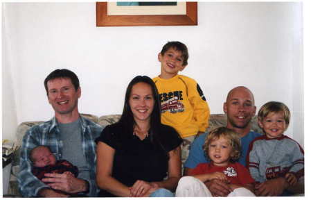 Left to right:  Me holding grandson Merritt; daughter-in-law Catharine; grandsons Heath, Jr. and Abraham;  son Heath;  and grandson Leif, November '06