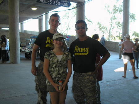 Sarah with members of the West Point drumline