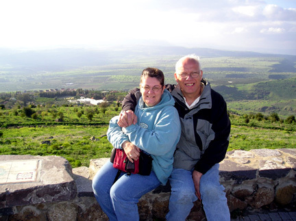 Barb & Ken on Golan Heights, Israel Spring 2004
