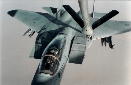 Air refueling F-15 over Saudi Arabia