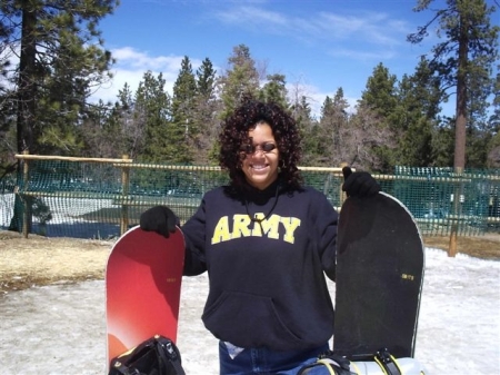 Phyllis Snowboarding at Big Bear Mountain California