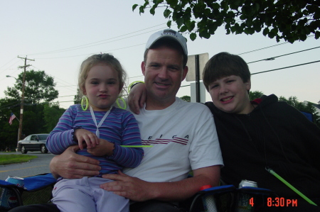 Jessica and Zack with Dad at 4th of July fireworks 2005