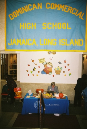 School Banner over Welcome Desk