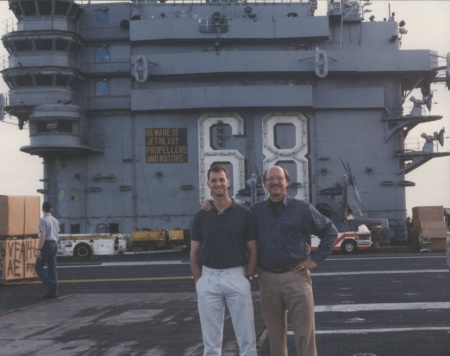 Theo and his 2nd born son Teddy on the Nimitz, 1993