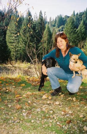 Shirley with dogs in Grass Valley