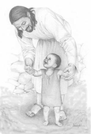 Jesus playing with a Little Boy