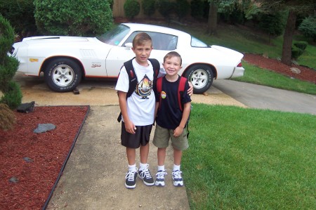 kids goin to school . my z28 in backgroung