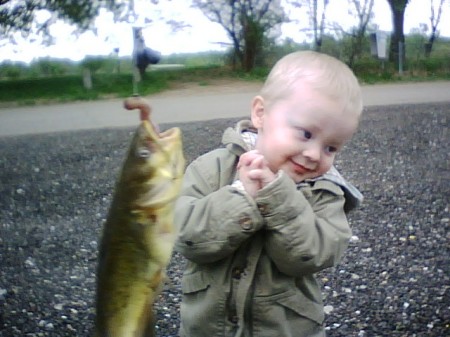 Our grandson Konnor, fishing?