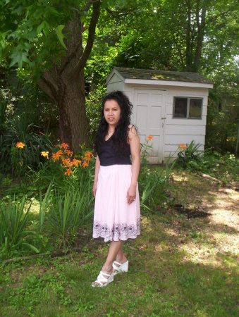 My wife Mirian in our back yard.