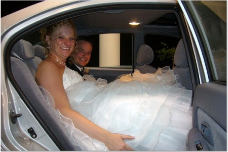 Get away....trying to fit the dress into a car